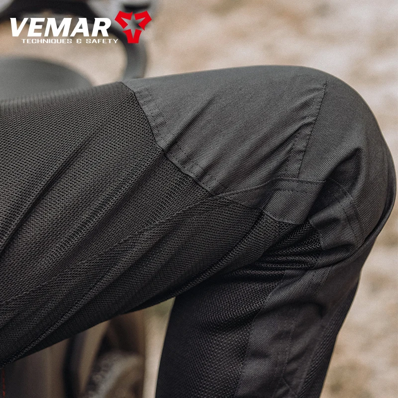 VEMAR 통기성 메쉬 오토바이 라이딩 바지, 땀 흡수 CE 무릎 바지, S-4XL 라이딩 바지, 여름