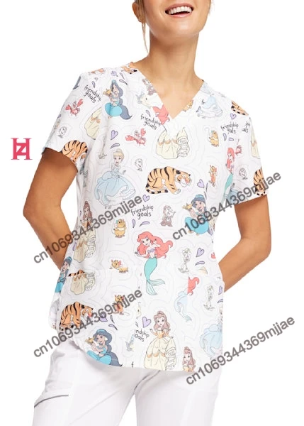 

Nurse T-shirt V-neck Pocket Women's Surgical Clothing Harajuku Large Size Ladies Summer Clothes for Women Beach Tunic Tshirt
