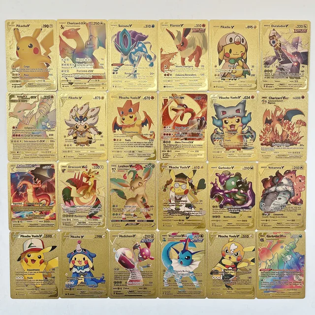New Boutique Boxed Pokemon Gold Foil Card Gold Vmax V Energy Card Charizard Pikachu Rare Series Battle Coach Children's Toy Card 5