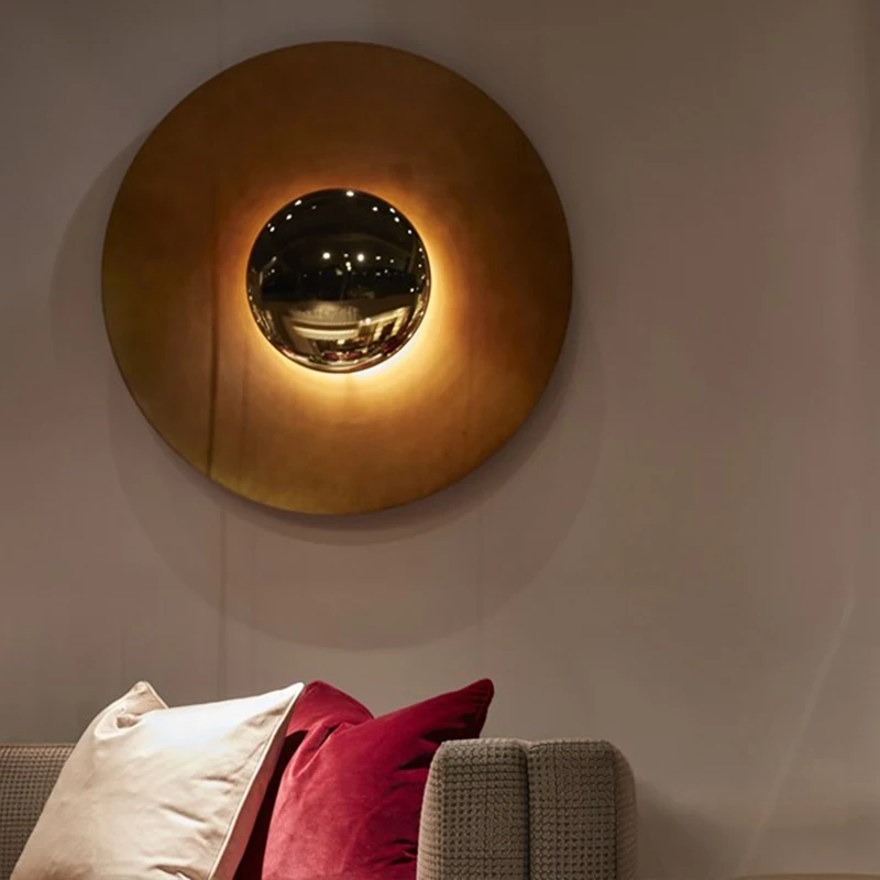 

LED Iron Circular Wall Lamp Light Luxury Bedroom Background Wall Lighting Nordic Personalized Circular UFO Wall Lights