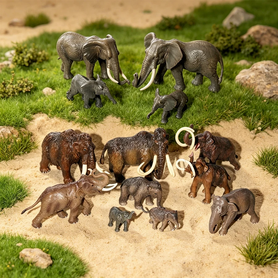 Realistic Plastic Elephant Woolly Mammoth Wild Animals Model Action Figure for Collection Decor Science Educational Toys