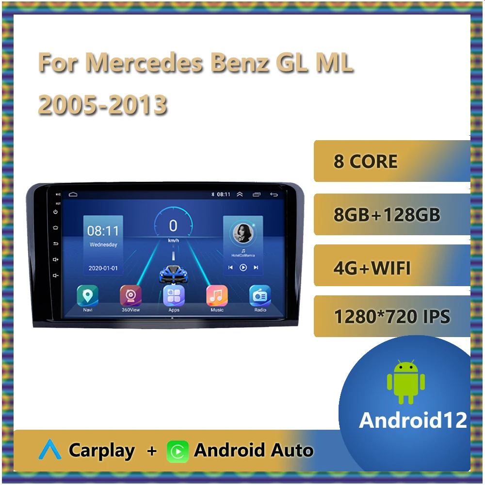 

2 Din 9“ IPS For Mercedes Benz GL ML 2005 - 2013 Car Radio Multimedia Video Player Navigation GPS Octa-core Carplay Bluetooth FM