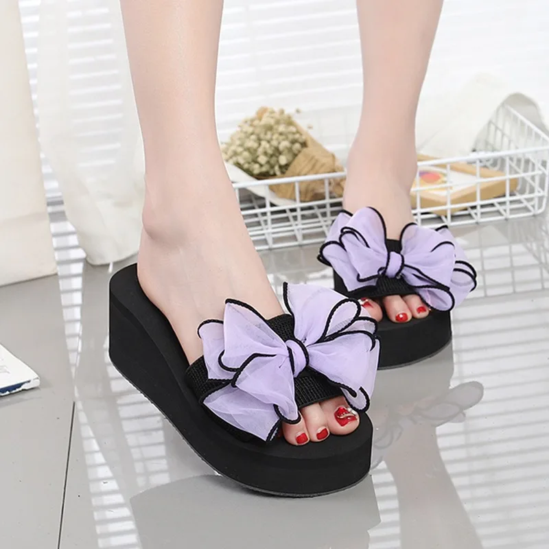 Wedges Platform Flip Flops for Woman Bohemian Style Summer Slipper