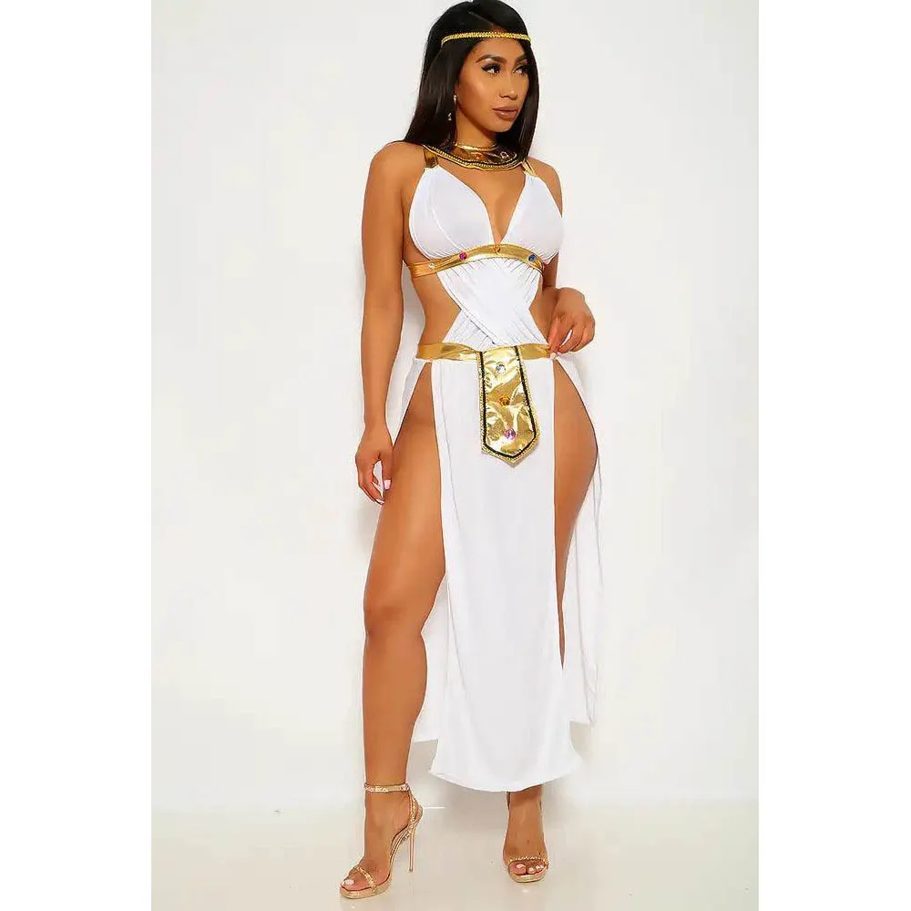 Costume grec blanc de déesse, vue de face