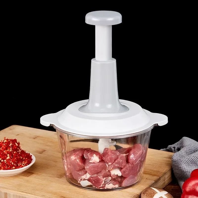 Food Processor Manual Meat Grinder Vegetable Garlic Chilli Chopper Slicer Rotary Dicer Fruit Kitchen Tool