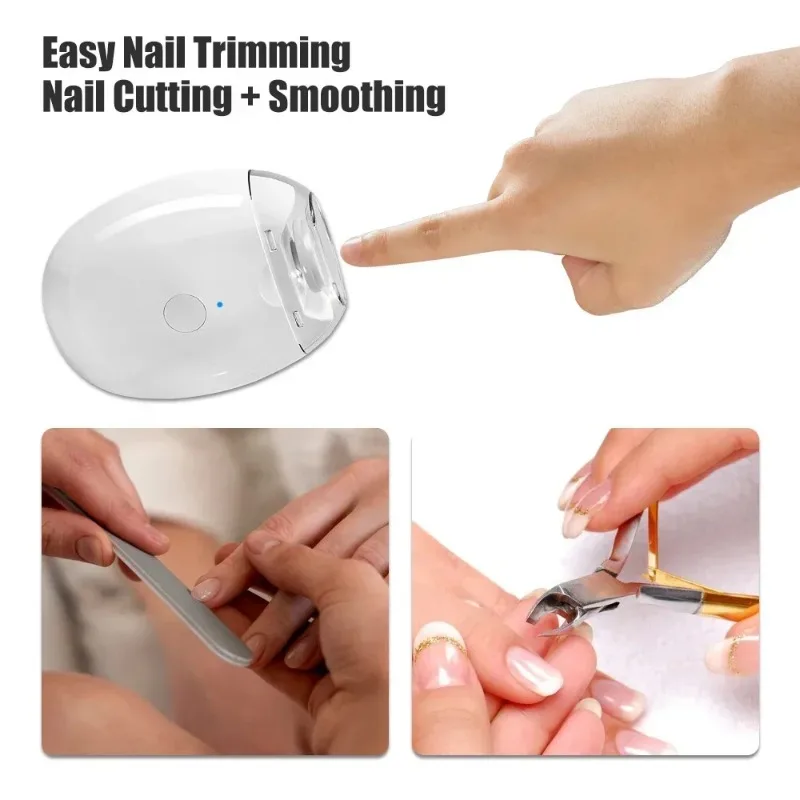 2 IN 1 Electric Nail Clipper Cutter LED Light Automatic Nail Grinder Trimmer Baby Adult Mini Manicure Tools Care nail clipper nail clippers electric nail clipper