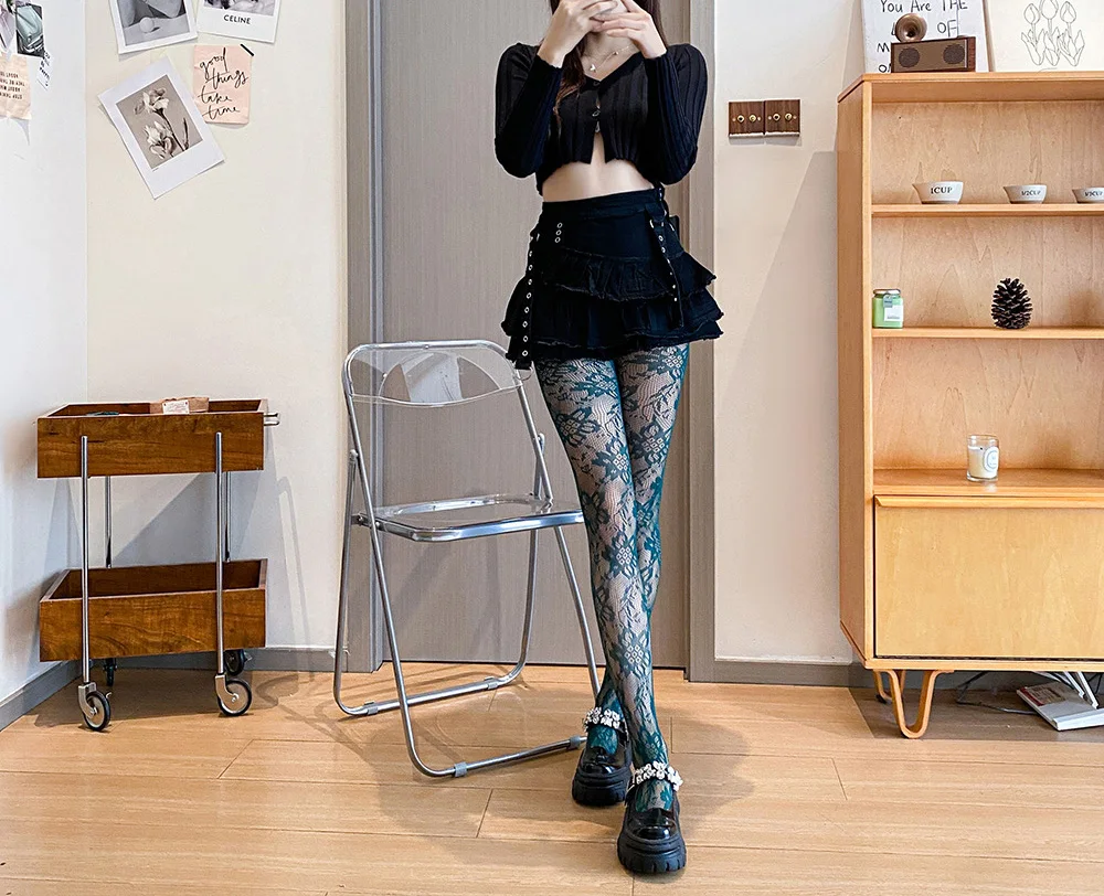 Frauen Mode Design Stretch Mesh StrümpfeSexy Floral Strumpfhosen Sheer Durchbrochene Jacquard Spitze Fishnet Strumpfhosen – Detail 8