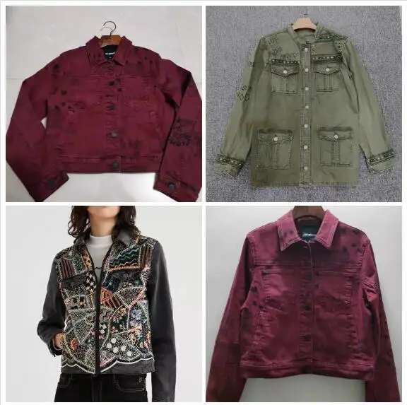 

Foreign Trade Original Order Spain New Women's Coat Printed Embroidery Heavy Industry Sequins Denim Short Jacket Fashio