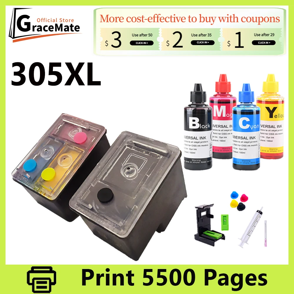 HP 305, 305XL, Ink DeskJet 2724 4110e 4120e 4122e 4130e 4110, 4120