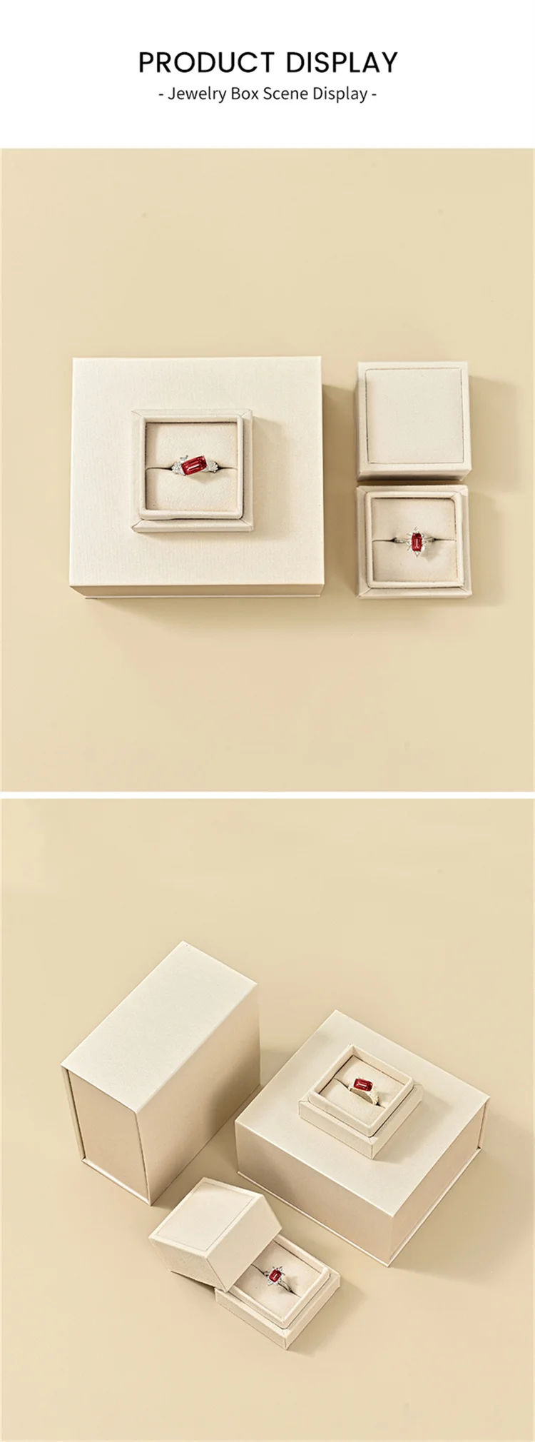 Oirlv Velvet Ring Gift Box with Outer Packaging Wedding Proposal Engagement Ring Box Birthday Gift Box with Blank Greeting Card