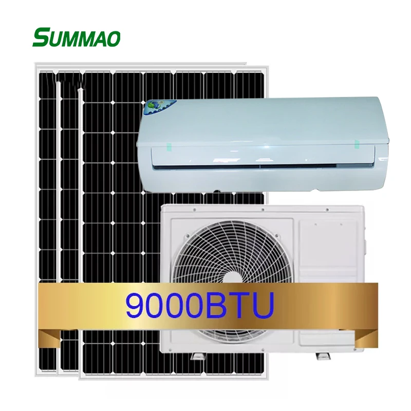 Solar Air Conditioner System 9000 12000 18000 24000BTU AC Cooling and Heating Hybrid Mini Split Air Conditioning for Home