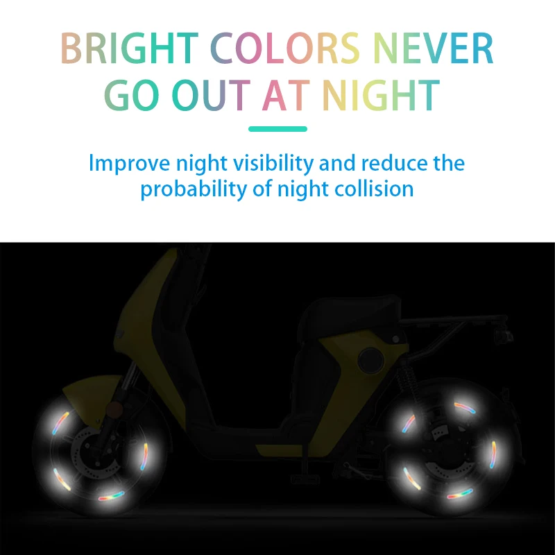 SEAMETAL 20/40PCS Car Wheel Hub Reflective Stickers Rainbow/Breakpoint Waterproof Strips Luminous Tapes for Car Bike Motorcycle