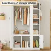 Armoire Wardrobe Closet 70" H,  5 Doors Bedroom Wooden Wardrobe with 4 Storage Shelves and Hanging Rod 3
