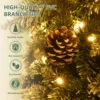 6.5 Ft Pre-Decorated Pencil Christmas Tree Pre-Lit Holiday Tree with 699 PVC Flocked Frosted Tips 350 LED Warm White Lights 5
