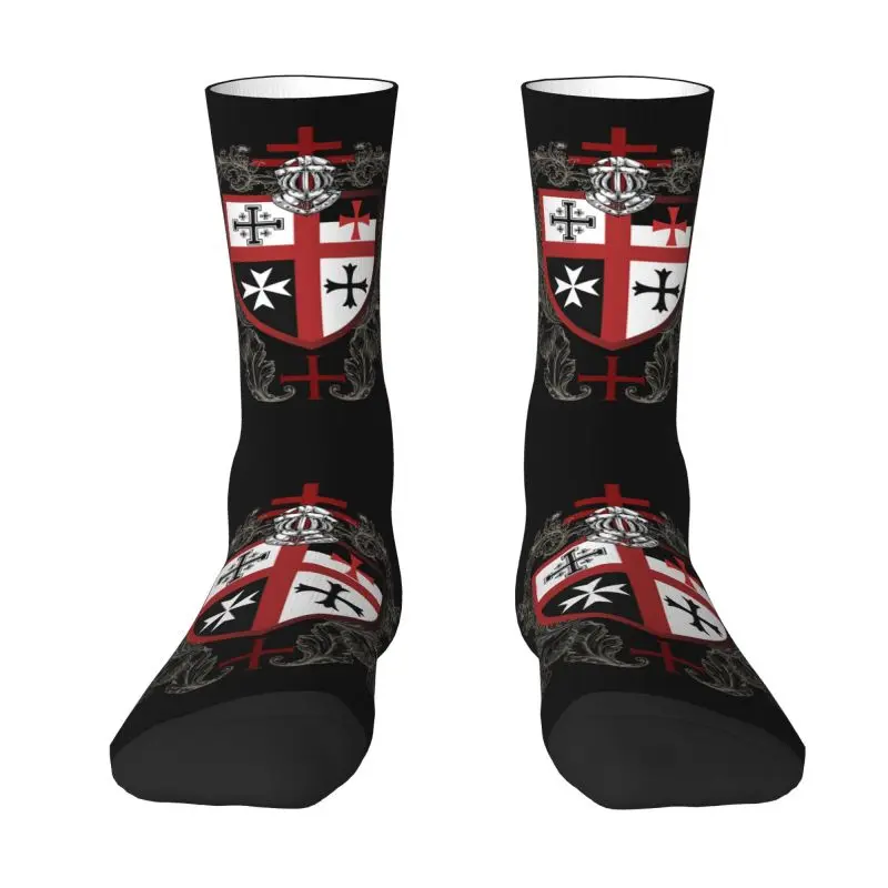 

Knights Templar Cross Shield Mens Crew Socks Unisex Novelty 3D Printed Medieval Warrior Sword Dress Socks