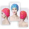Pearl Floral Petal Swim Cap Flower Long Hair Swimming Cap Lightweight Vintage Style Flower Swimming Cap Water Sports 3