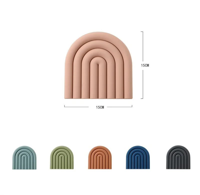 Description Picture 4 of itemThickened Rainbow Silicone Table Mat Coaster Kitchen Casserole mat Hot Dishes Potholder Placemat Heat Resistant Pan Pad Cup Mat