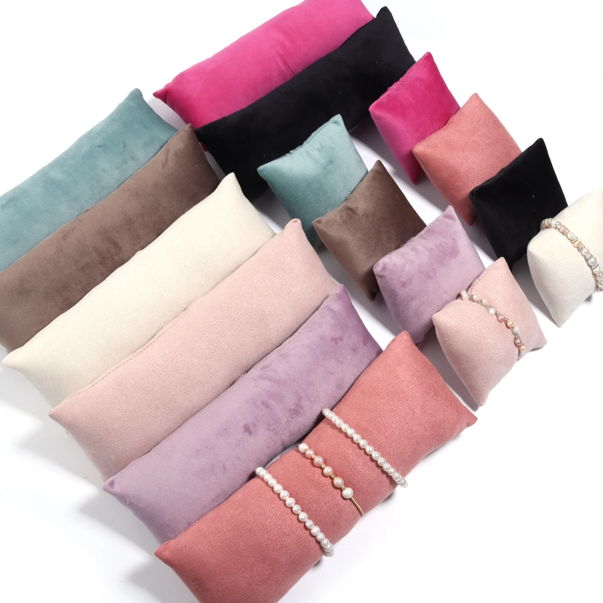 1 Set Sieraden Kussen Suède Fluwelen Sieraden Display Kussen Armband Horloge Display Bangle Kussen Houder Organizer Houder  36