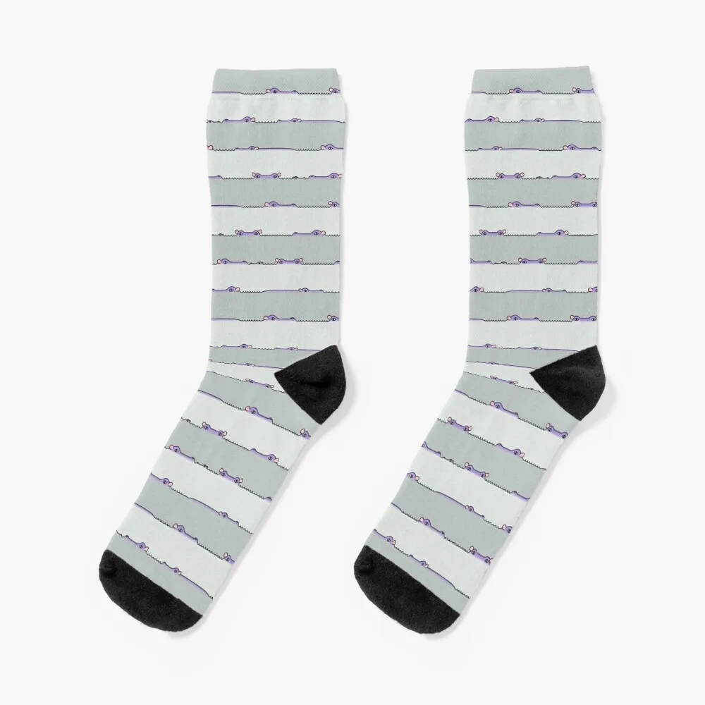 

I-Spy Hippo! grey stripes Socks summer Novelties floor Socks For Girls Men's
