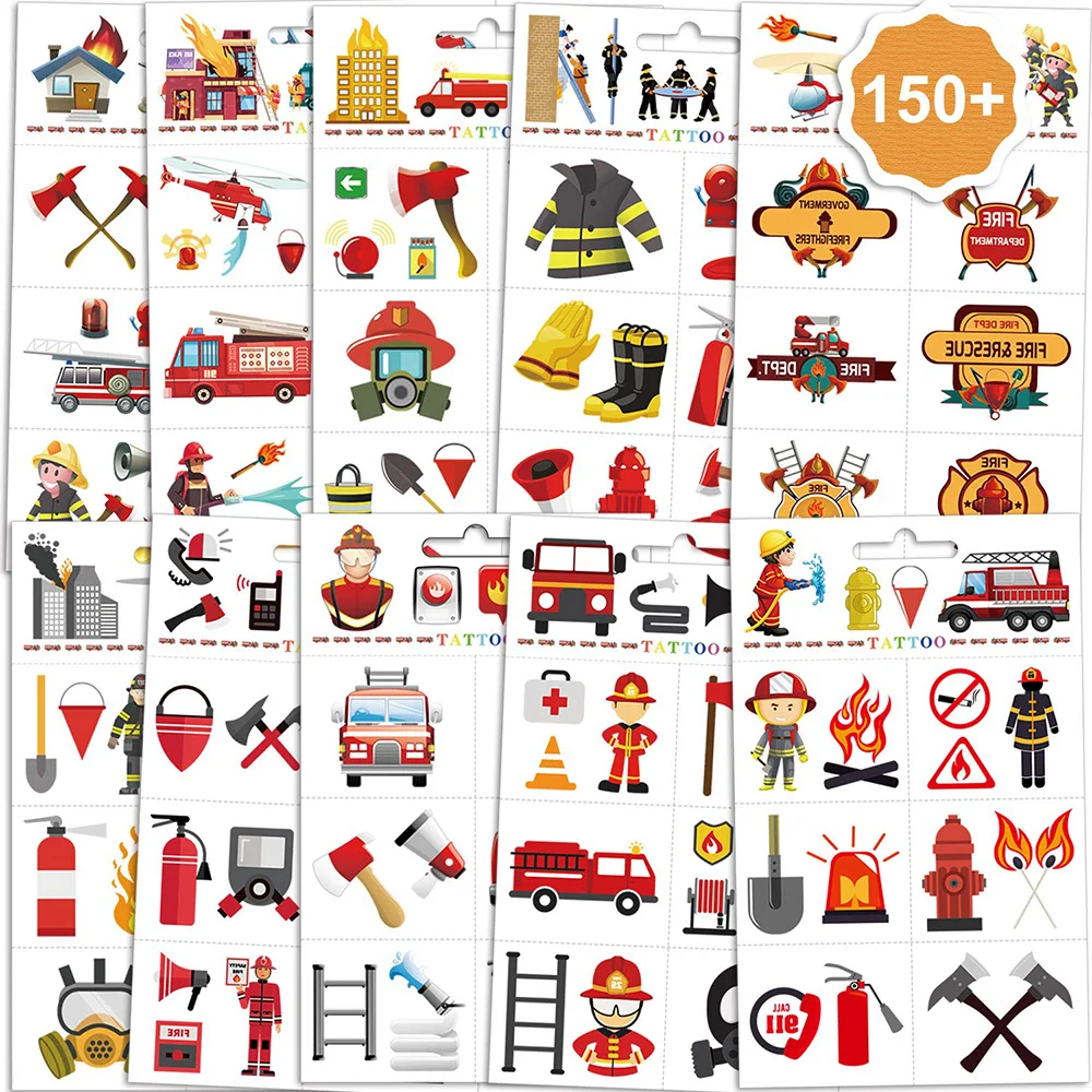TECHEEL Fire Party Gift for Kids, 12 Bracelets, 10 Key Chains, 10 Tattoos, Birthday Toys