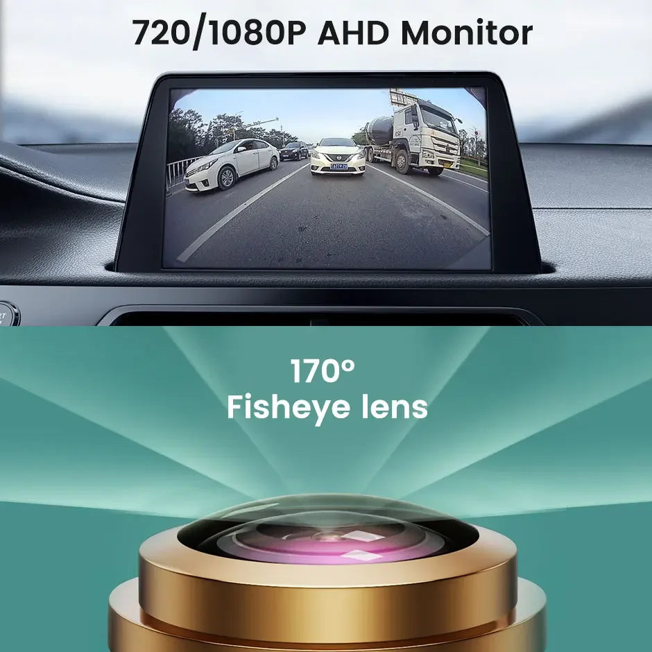VW 트랜스포터 T5 T6 밴 2010 2019 AHD 1080P 170용 Ownice ° 피쉬아이 렌즈 LED 브레이크 라이트 차량 후방 카메라