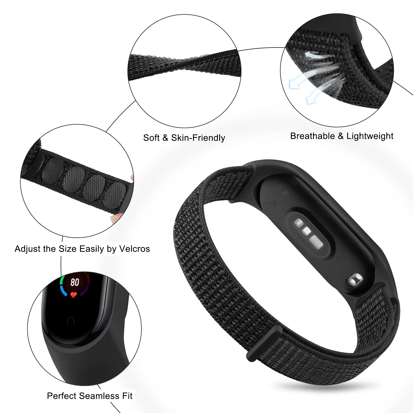Adjustable Nylon Strap Wristband - Smartwatch Accessory Bracelet Replacement