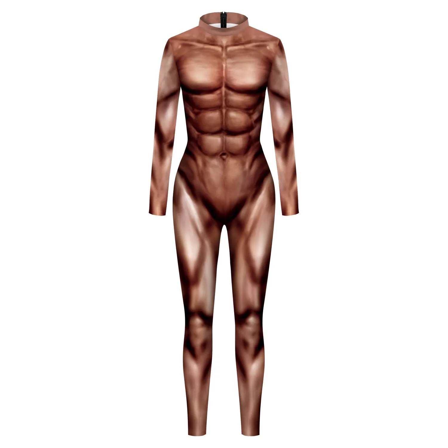 Muscle Printed Jumpsuit Long Sleeve Halloween Cosplay Costume Set Jumpsuit 3D Printing Technology Printed Adult