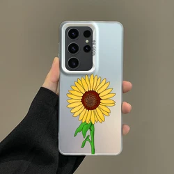 Silver Sunflower IMD Design Phone Case - Elegant Floral Protective Cover - Samsung A50 (B3 - White Silver)