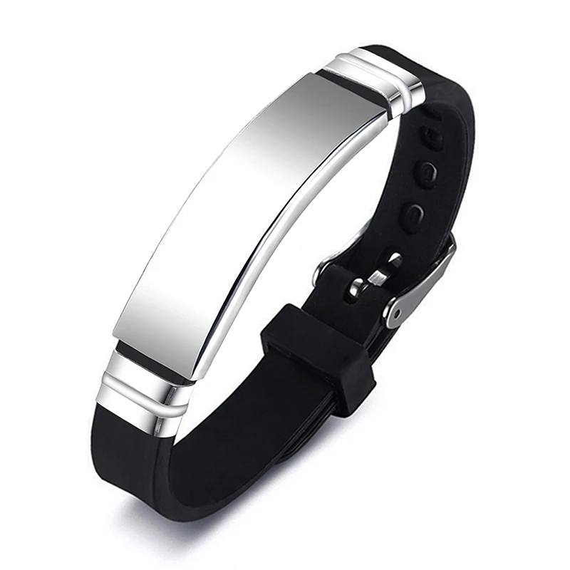 Blank Stainless Steel Bracelet Sport Silicone Adjustable Bracelets Bangles For Women