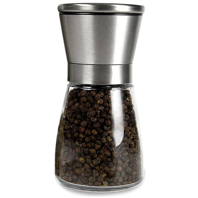 

304 Stainless Steel Pepper Grinder Glass Bottle Pepper Seasoning Jar Kitchen Supplies Salt Grinder Mill Kitchen Tool