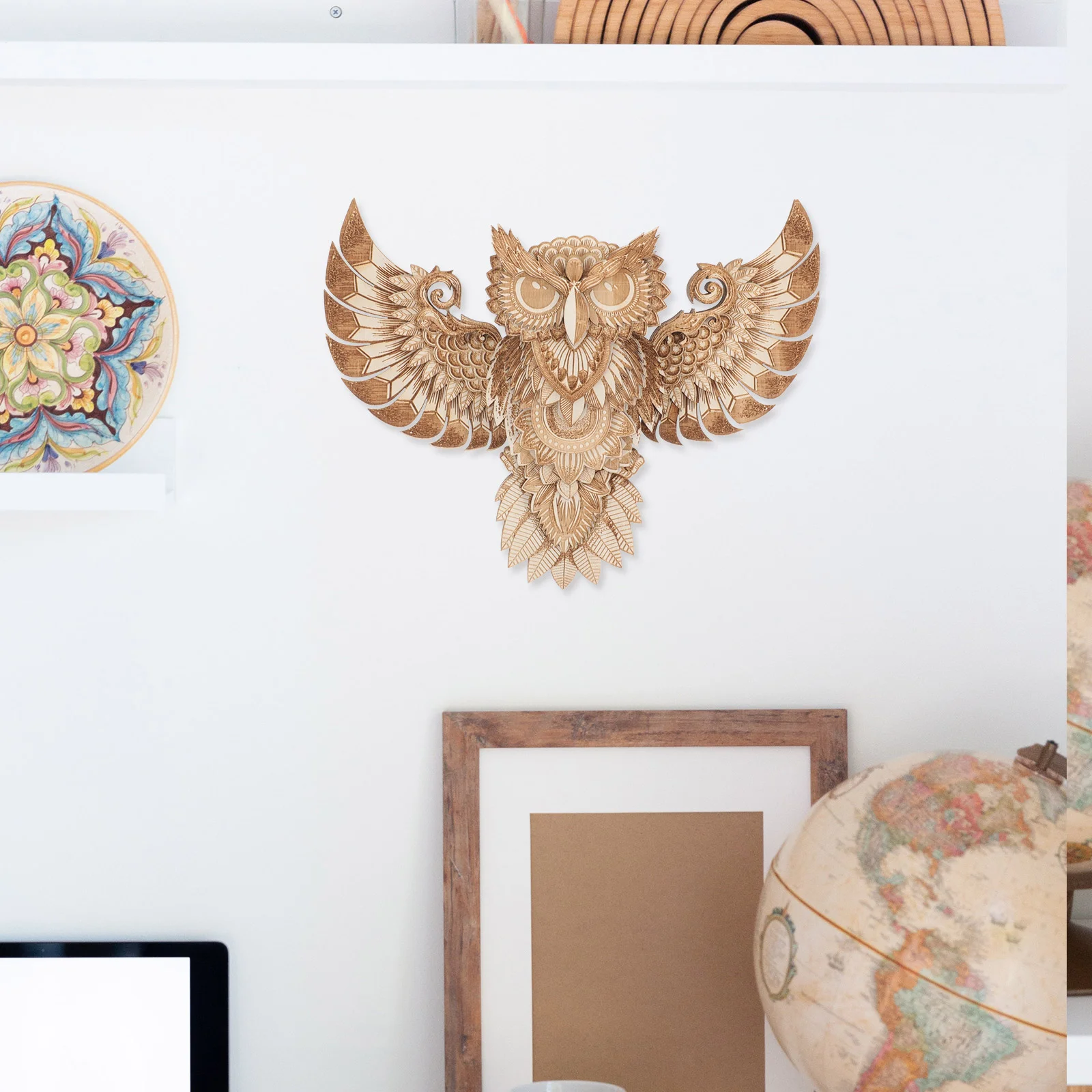 

Wooden Owl Adornment Wooden Owl Hanging Wall Decoration Wooden Owl Ornament For Home Owl Handicraft Pendant Decor Wooden Wall