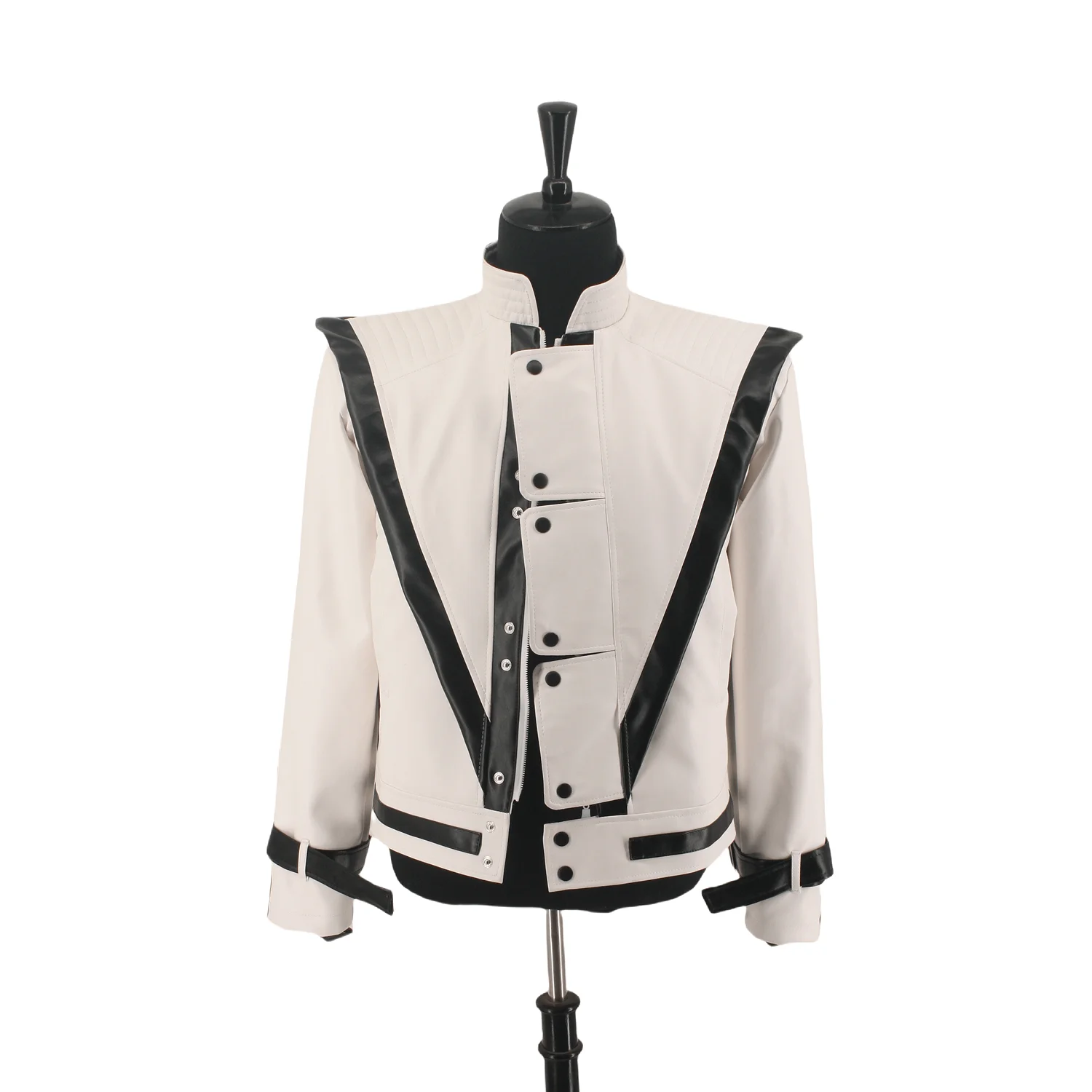 Role-player Michael Jackson Costumes Thriller Jacket White Leather MV show Imitation Retro Halloween Christmas 4
