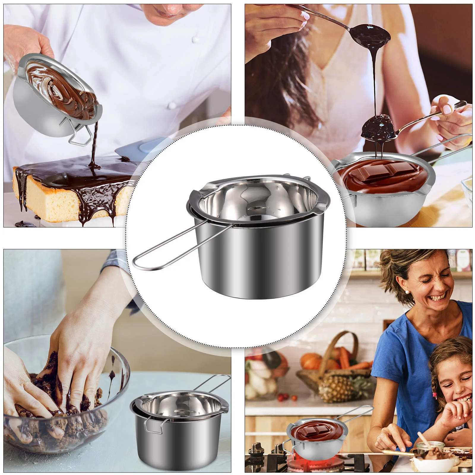 1 Set Stainless Steel Double Boiler Pot with Handle Wax Candy Chocolate  Melting Pot for Kitchen Fondue To - AliExpress