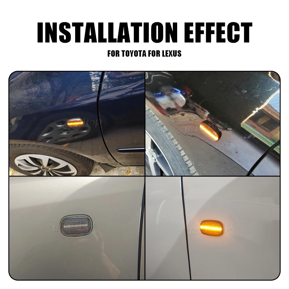 QKLsudua 1 paio di luci di segnalazione anteriore parafango dinamico LED marcatori laterali compatibili con To-yota Ce-lica T20 23 Co-rolla Ca-ldina A-vensis S-tarlet P-rius Fiel-der Ver-so Runx MR2