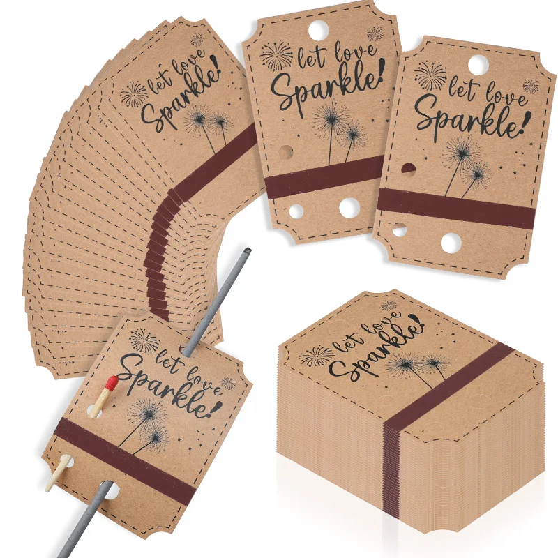 25/50 stücke Hochzeit Feuerwerk Karte Kraft Papier Geschenk Verpackung Tags Wunderkerze Hängen Label Geburtstag Party Weihnachten Hochzeit Decor – Detail 1