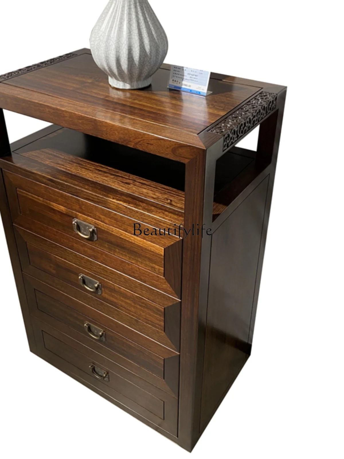 

Modern Minimalist Solid Wood Locker Ugyen Wood Blackwood Chest of Drawers