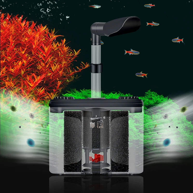 

Aquarium 3 in 1 Filter Box Fish Tank Filter Fish Manure Toilet Cleaning Filter Increase Oxygen Water Circulation Small Silent