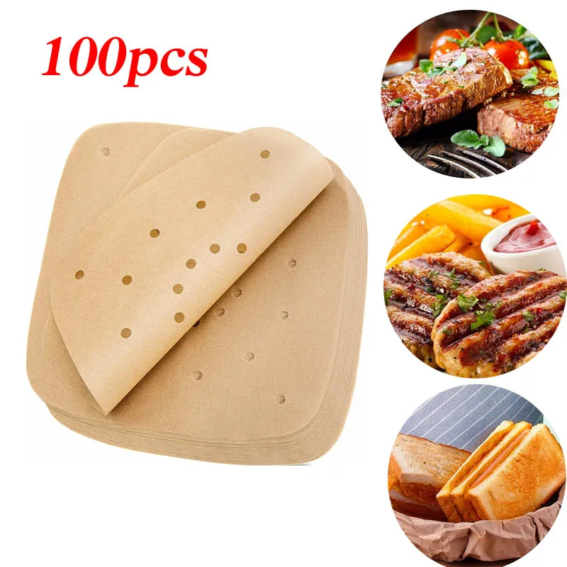 Air Fryer Paper Disposable Steamer Liners Kitchen Bakeware Papers Baking Non-Stick Steaming Mat Oil-absorbing Paper for Fryer