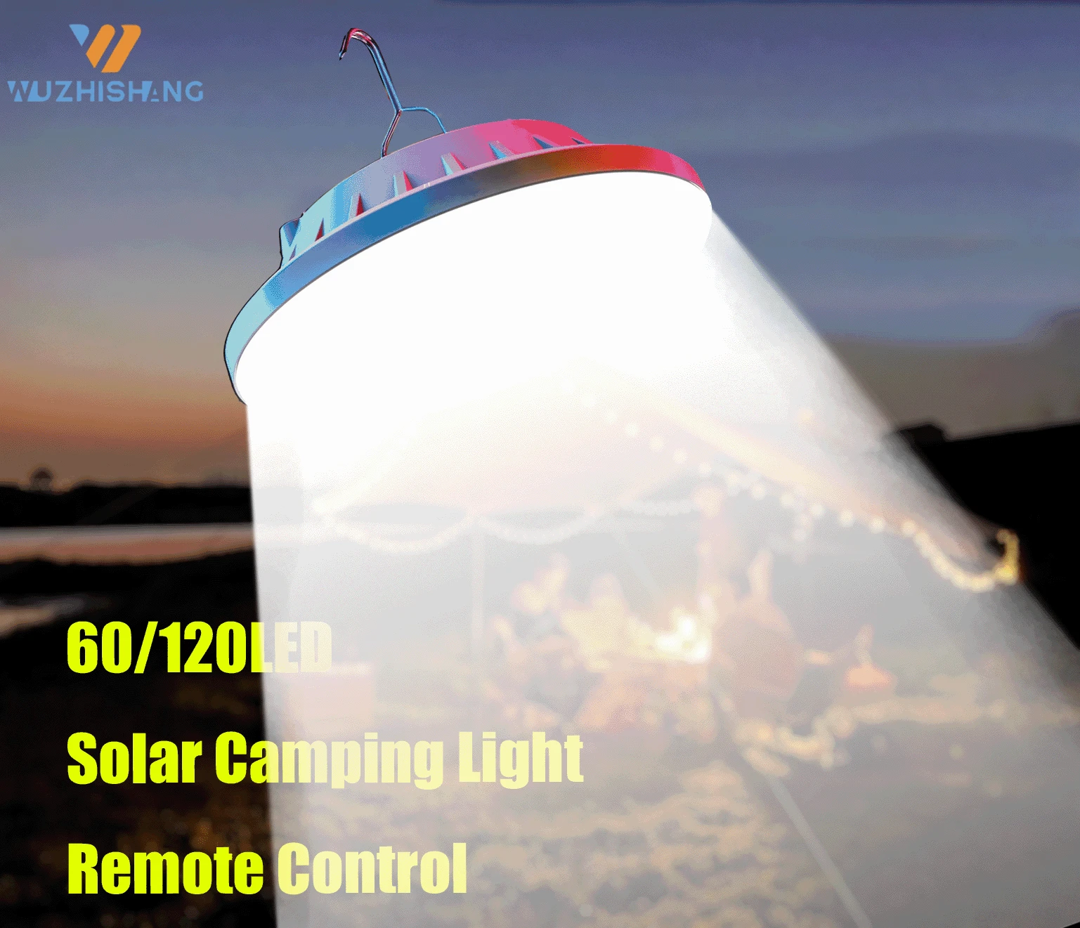 60 LED Solar Camping Light Remote Control Tent Lamp USB Rechargeable Bulbs Portable Lanterns