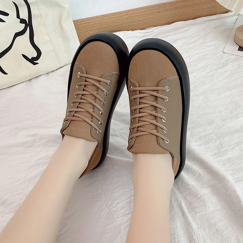 

Womens Trainers Shoes Summer Sneakers Platform Running Heels 2023 Thick Sole Fashion Casual PU Lace-Up Rubber Riband Leisure