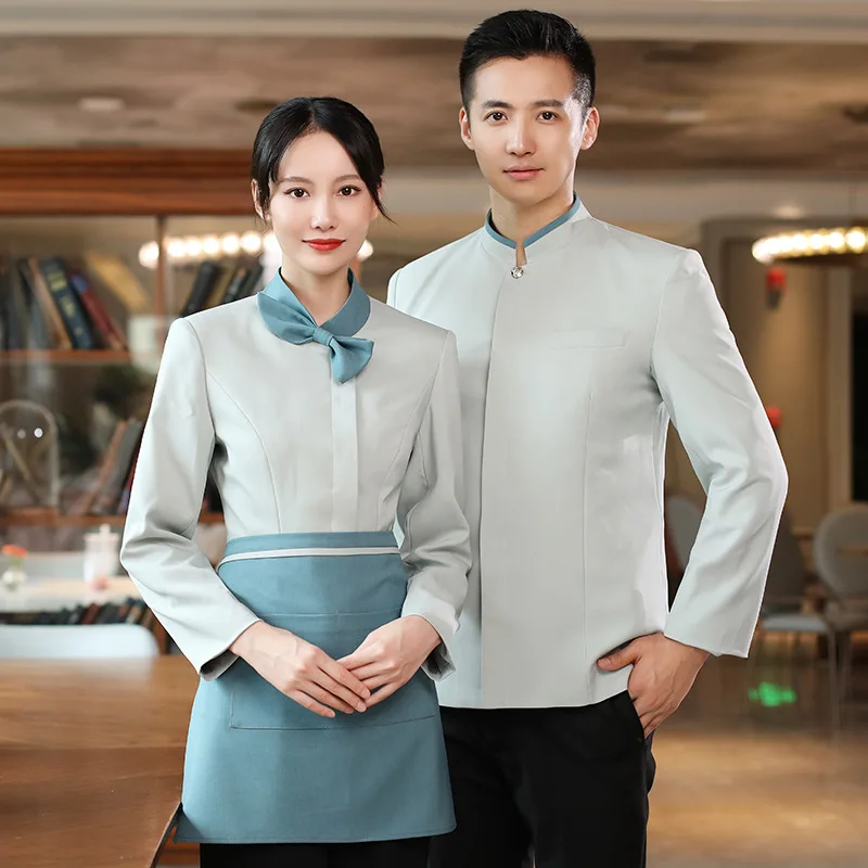 

Dining Waiter Workwear Long Sleeve Women's Chinese Style Restaurant Ding Room Hot Pot Restaurant Hotel Staff Clothing Autumn and