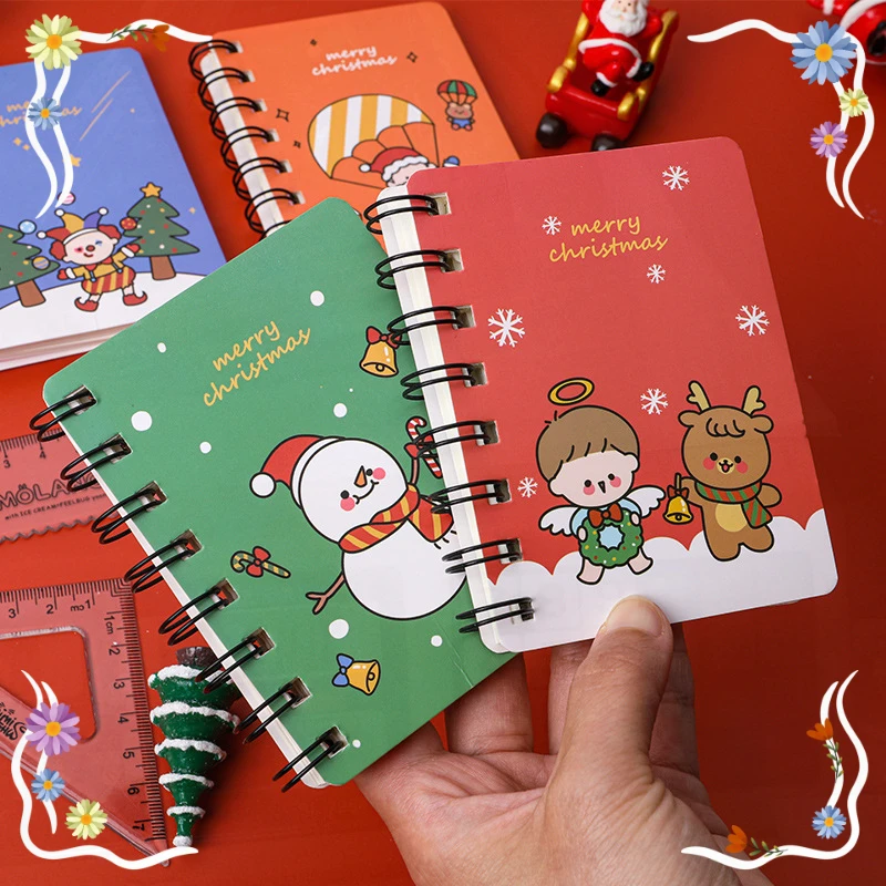 

10 Pcs Wholesale Christmas Coils Notebooks, Mini Portable Christmas Gift Pocket Notebooks for Students Office Accessories