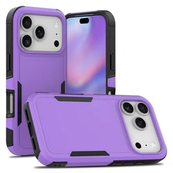 Hybrid Rugged Armor Shockproof Case with Dual Layer Hard Protection - iPhone 15 Plus (Purple)