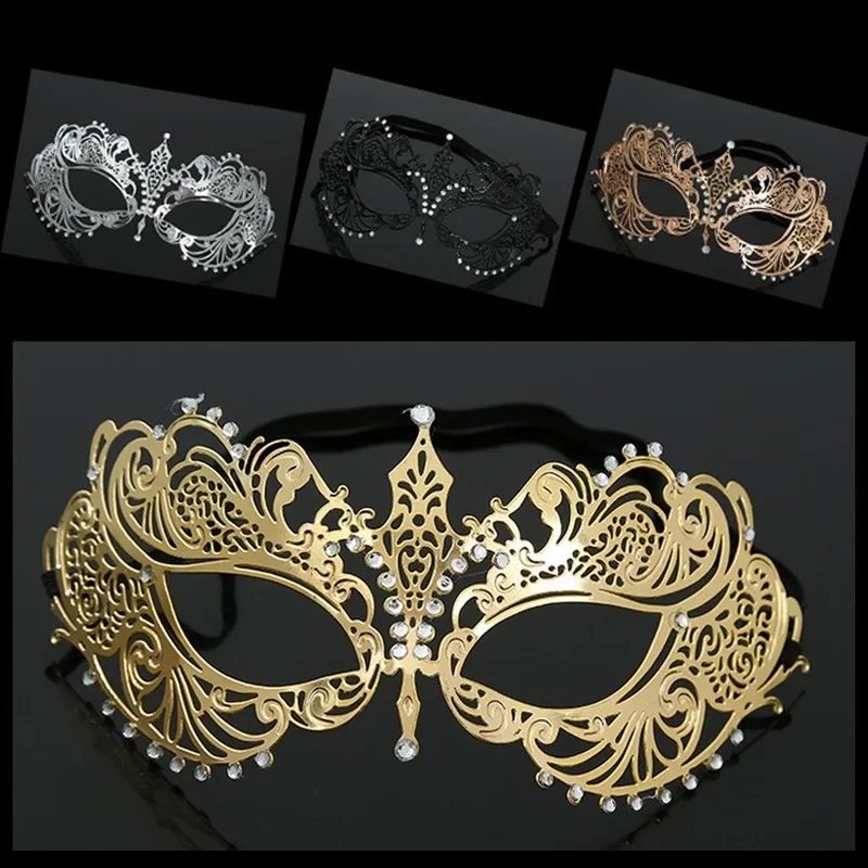 

1pc Phantom Metal Laser Cut Silver Gold Wedding Party Mask Women Venetian Filigree Black Cosplay Masquerade Mask
