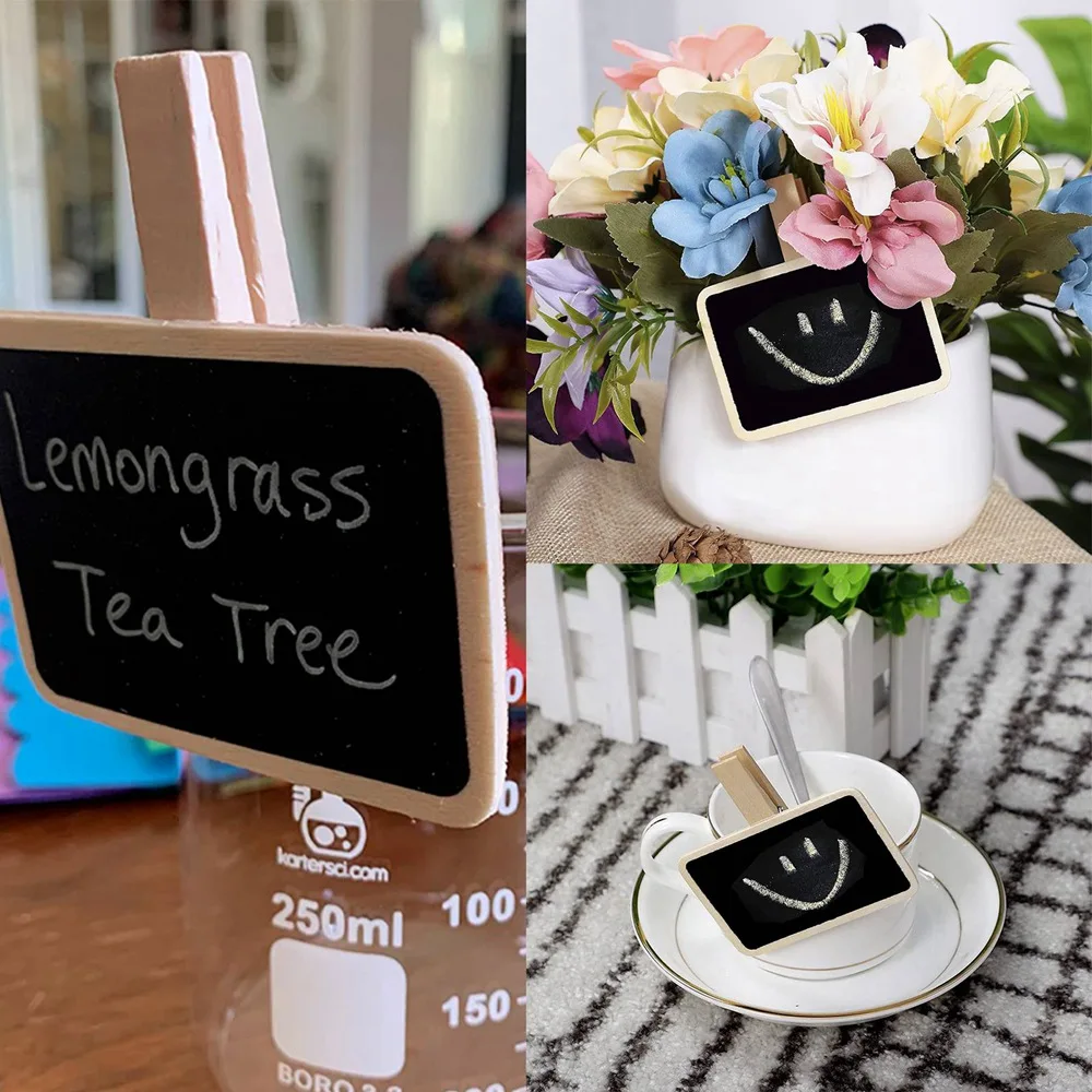 20pcs Mini Wooden Chalkboard Decoration With Shelf Tabletop Label Restaurant Price Seat Plate Birthday Gift Decoration Plate