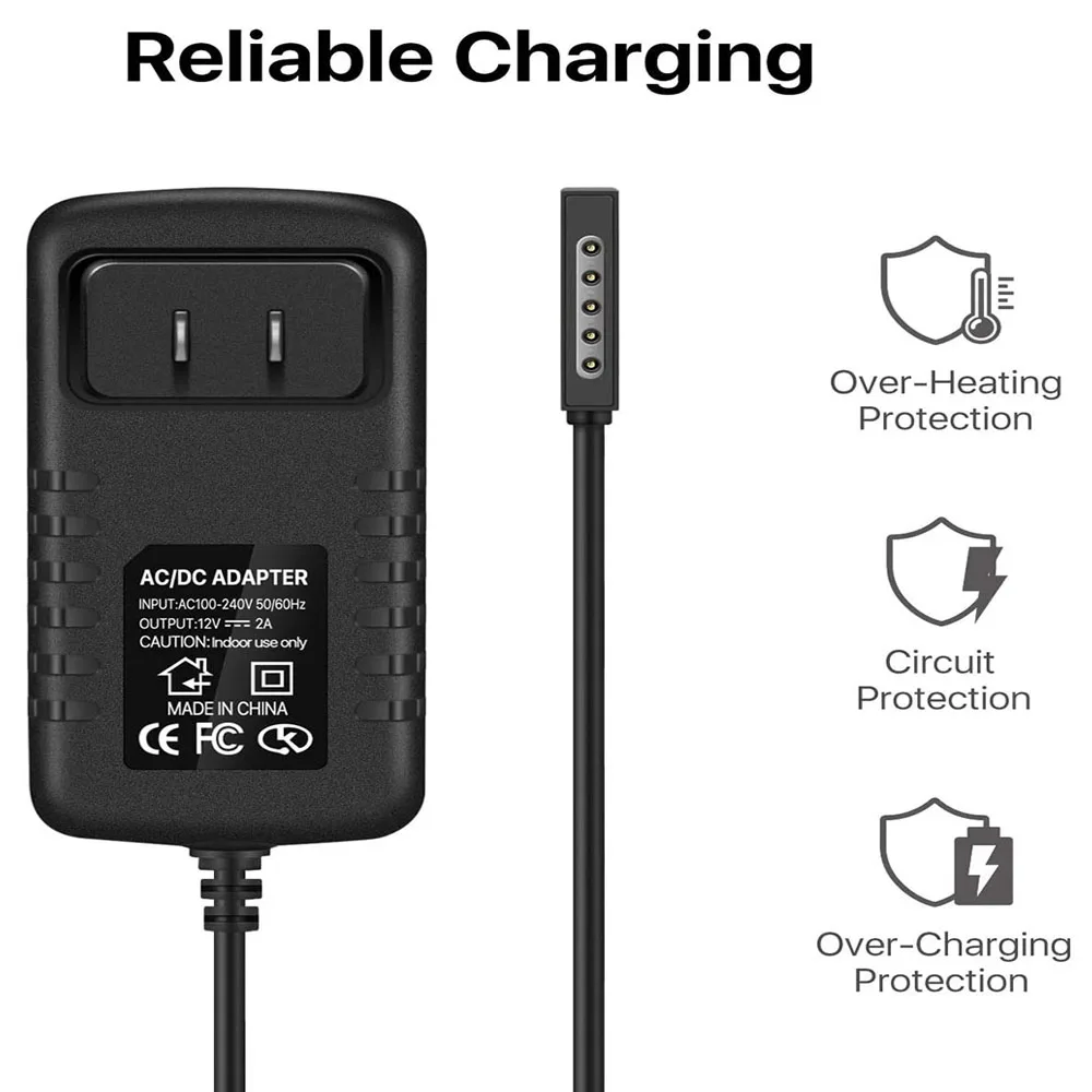 24W 12V 2A AC Adapter for Microsoft Surface RT Surface Pro 1 and Surface 2 1512 1513 1516 1572 Charger 3