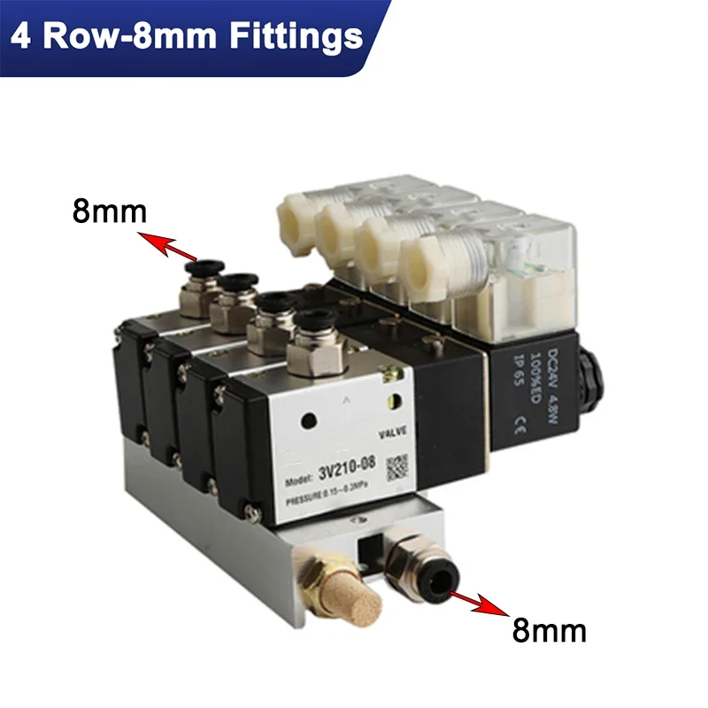 thumbnail image 2 of Baomain 6 Space Pneumatic Solenoid Valve 3V210-08 12VDC - 2 Position 3 Way Manifold 2 of 12