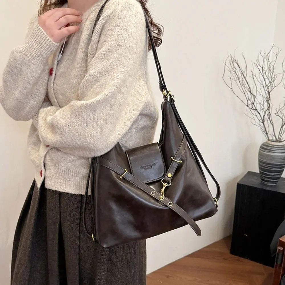Frauen Mode PU Leder Umhängetasche Einstellbar Langlebig Schulter Tasche Einfache Rucksack Tasche Mädchen