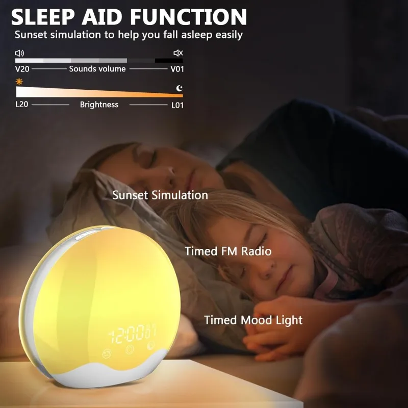 Lopatka alarm hodiny bdít nahoře lehký s dotek ovládání dual-sided přírodní lehký pro děti těžký pražců s 12-color noc lehký