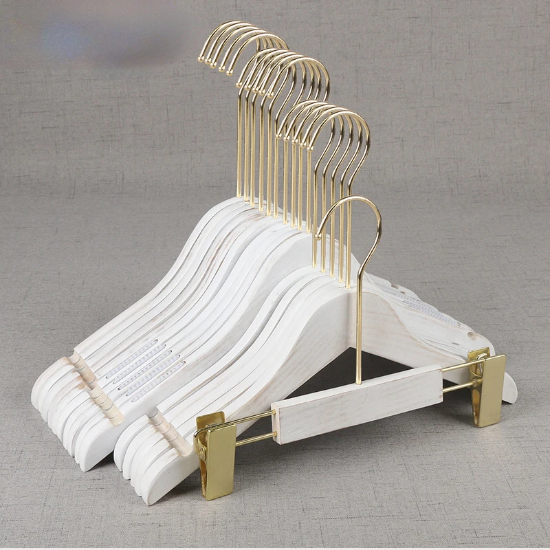 Hj Washed White Hanger Tattered, White Clothes Hanger Gold Hook Women's